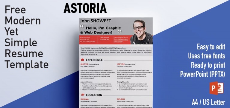 one slide resume ppt template free download