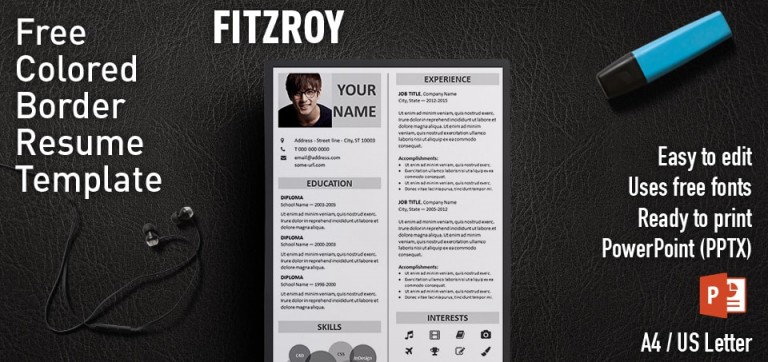 Fitzroy Free Border Powerpoint Resume Template